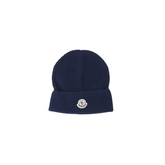 Moncler Folded Cuff Cotton Beanie With Logo Patch - NWT - Picture 1 of 3